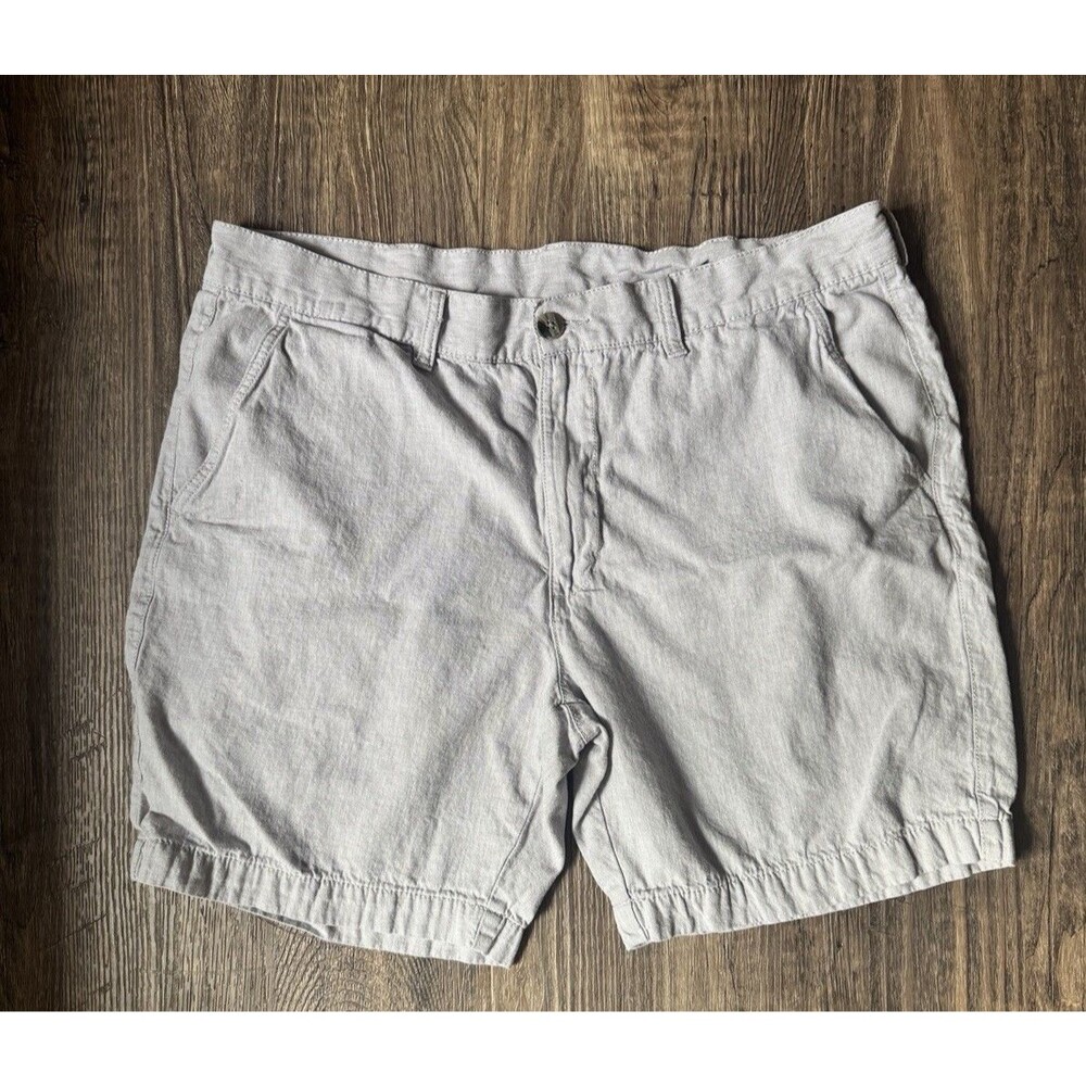 St Johns Bay Mens Size 40 Gray Linen Cotton Chino Shorts